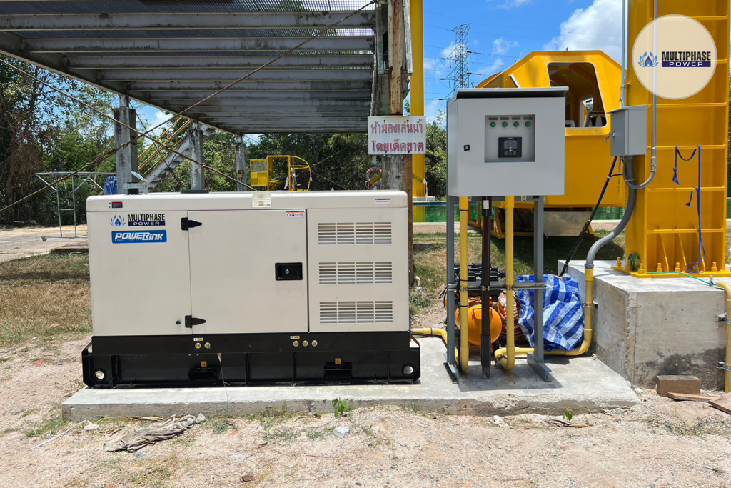 30 kVA silent-type diesel generator set from Multiphase Power, including Automatic Transfer Switch (ATS) and onsite training