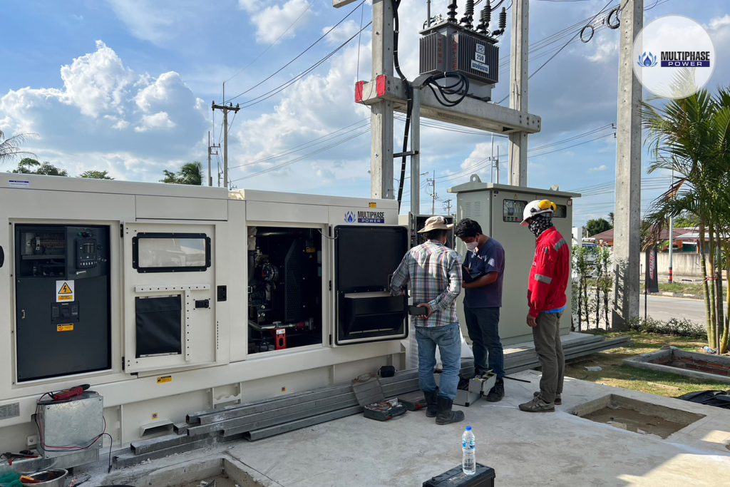 installation of a 200 kVA silent-type diesel generator set from Multiphase Power