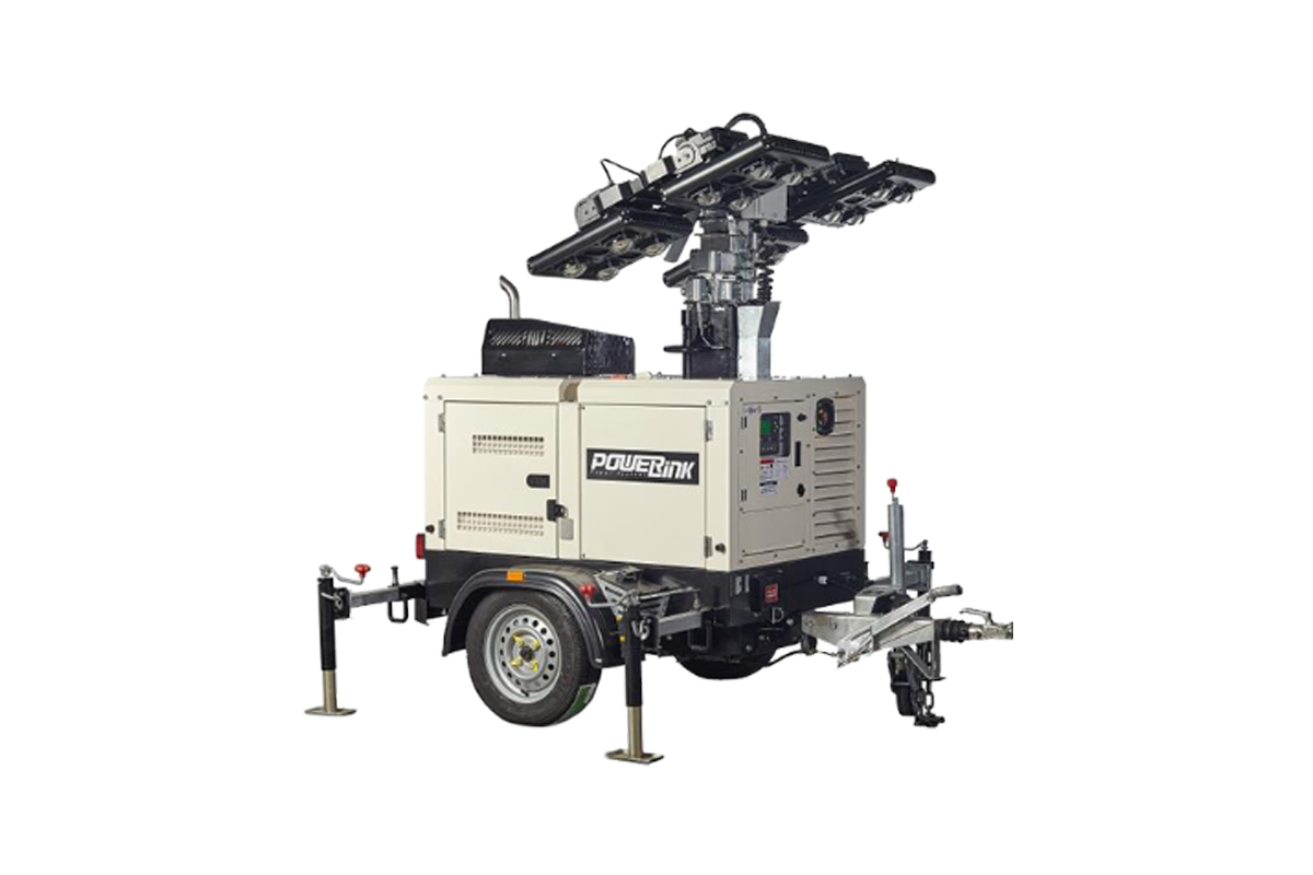 powerlink - lighting tower featuring high-efficiency LED lights, hydraulic mast, and reliable Kubota engine. Designed for construction, mining, and outdoor applications